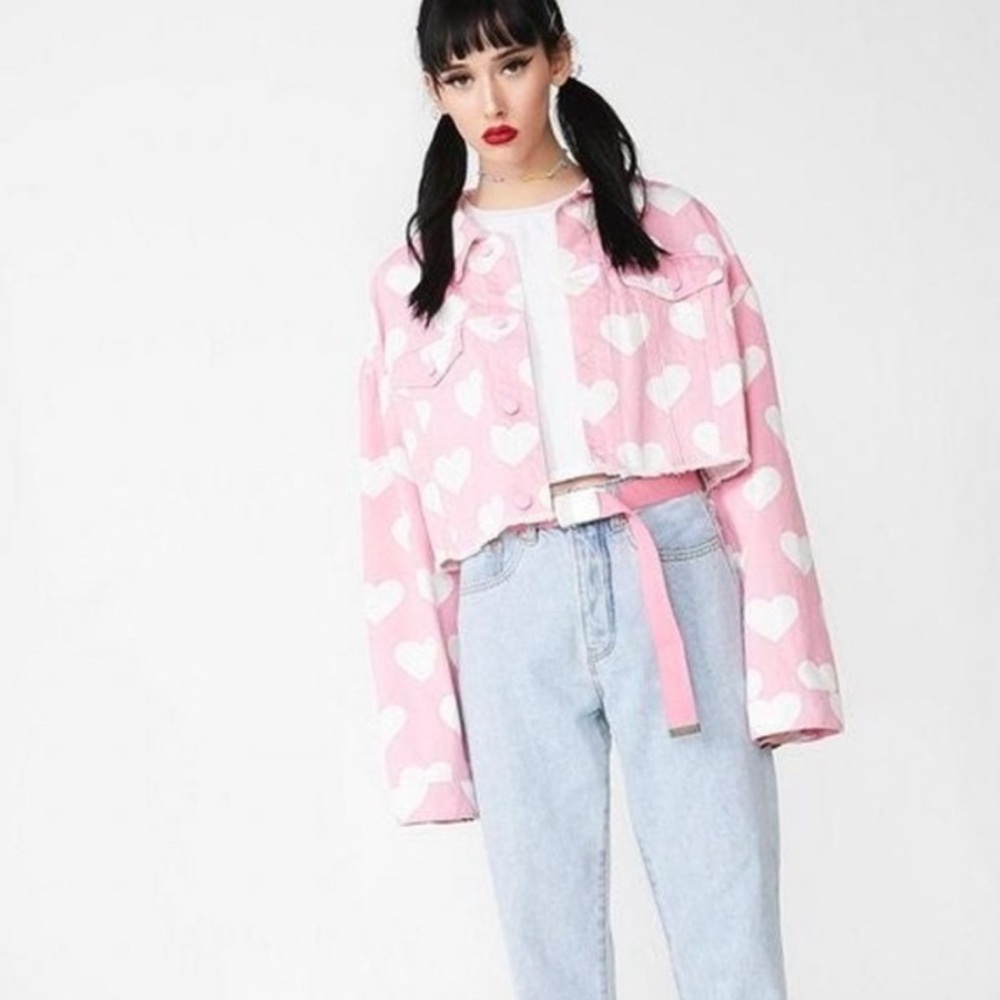 Lazy Oaf All‎ My Hearts Cropped Jean Jacket